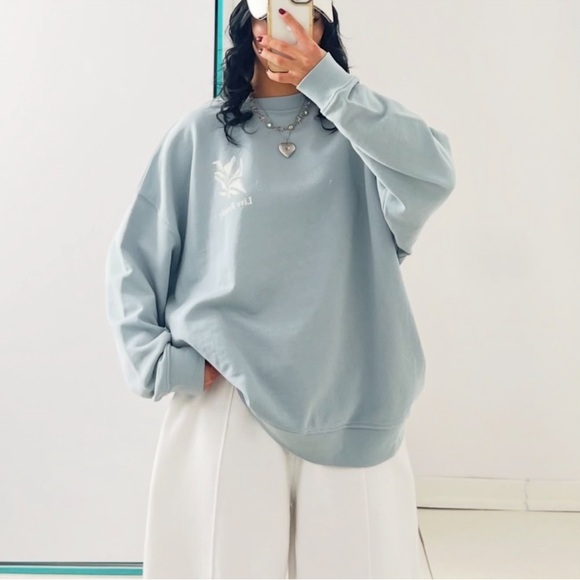 Primark Sweaters - Primary oversized sweatshirt Light Blue Women's Relaxed Crewneck Sweatshirt